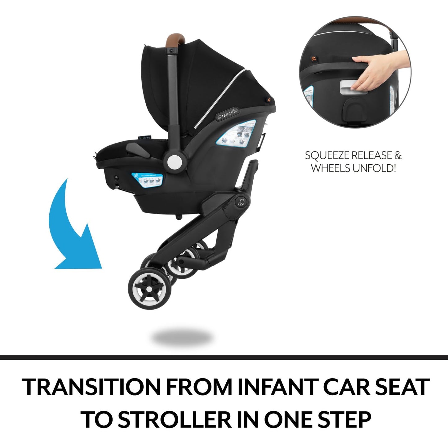 Evenflo Shyft DualRide Infant Car Seat Stroller Combo Moonstone