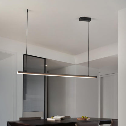 Black long chandelier, dining room light, Nordic modern minimalist style, office, long bar counter, kitchen light, color temperature adjustable from 3000K to 6000K, LED chandelier, 70.87 inches