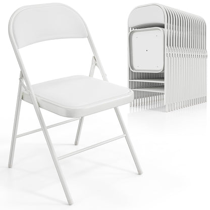VINGLI 20 Pack Folding Chairs with Padded Seats, Metal Frame with Pu Leather Seat & Back, Capacity 350 lbs, White