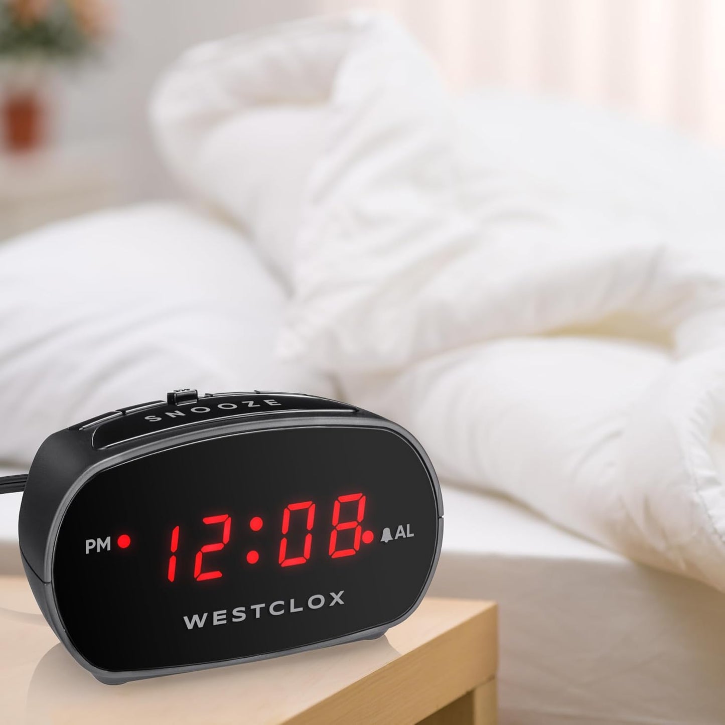 Westclox Simple Digital Alarm Clock with LED Display, Easy to Operate (Single Alarm)