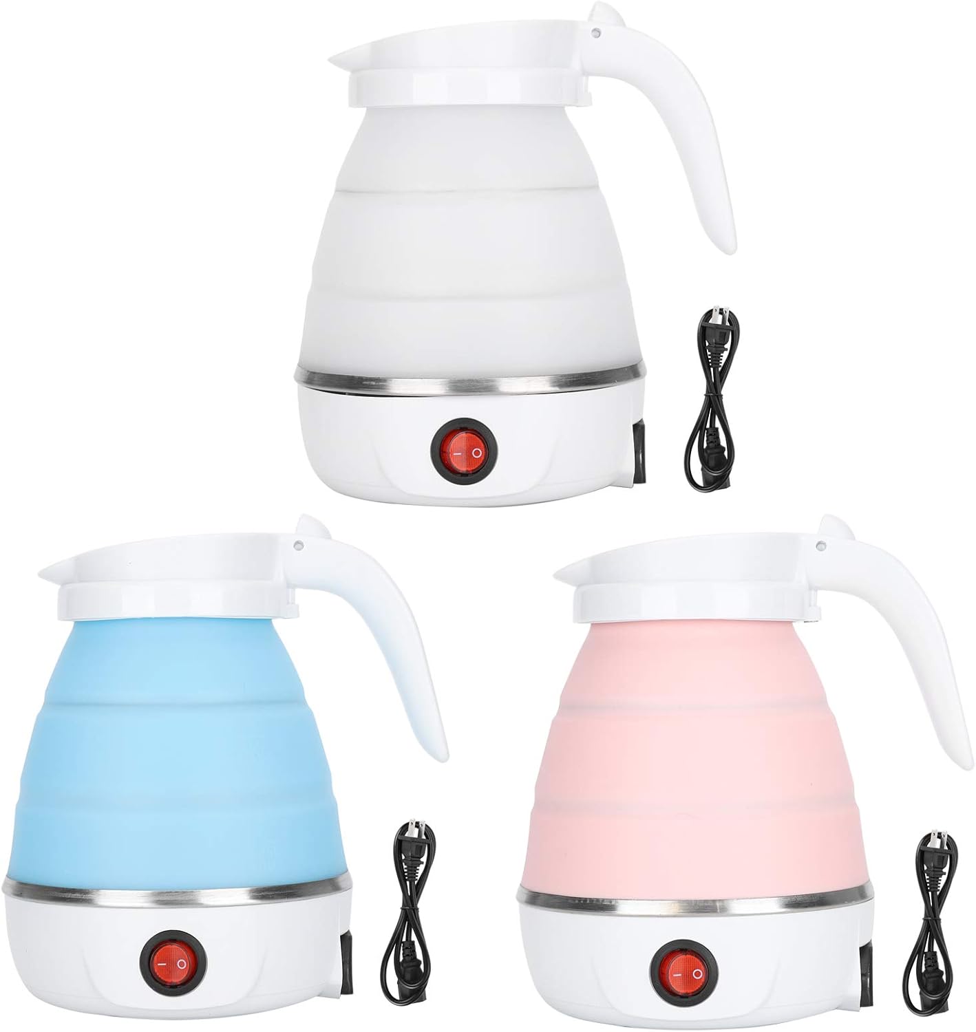 Electric Kettle, Portable Folding Water Boiler Silicone Household 400W US Plug 110V