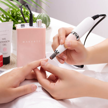Makartt Nail Drill Professional: 60W 35000RPM Electric Nail File with Coreless Motor, 2 in 1 Desktop & Portable, Drill Bits and LCD Display for Acrylic Gel Nails, Nouvella Pink