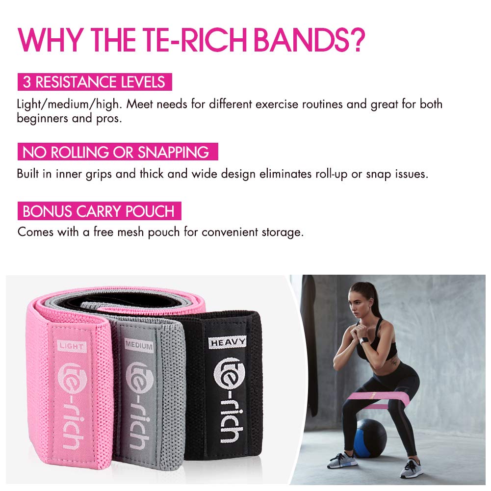 Resistance Bands, Fabric Workout Bands for Women & Men, Cloth Booty Resistance Loop Bands, Thick Squat Bands for Butt/Legs/Thigh/Hip/Glute Excersing