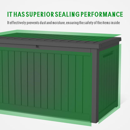 GALUBUBU 230 Gallon Patio Storage Box, Outdoor Resin Deck Box with Hydraulic Lid, Lockable & Waterproof for Garden Tools, Furniture Cushions, UV Resistant Outside Storage, Black