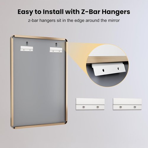 LOAAO Gold Bathroom Mirror - Rounded Rectangle Design | Anti-Rust Tempered Glass, 40" x 32" Size, Wall-Mounted