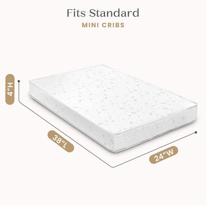Delta Children Twinkle Galaxy Limited 4-inch Mini Crib Mattress - Premium Sustainably Sourced Fiber Core - Waterproof - GREENGUARD Gold Certified (Non-Toxic) - 5 Year Warranty - Made in USA