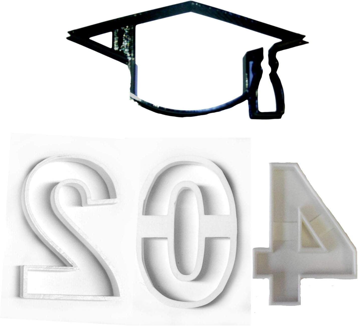 Graduation Kit Year 2024 Cap Numbers Two Zero Four - Set of 4 Cookie Cutters Made in USA PR1113