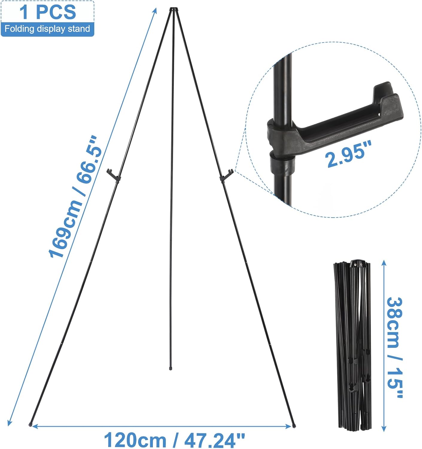 uxcell 66" Metal Floor Easel Stand for Wedding Sign, Adjustable Tripod Easel for Painting Canvas, Display Show, Arts,