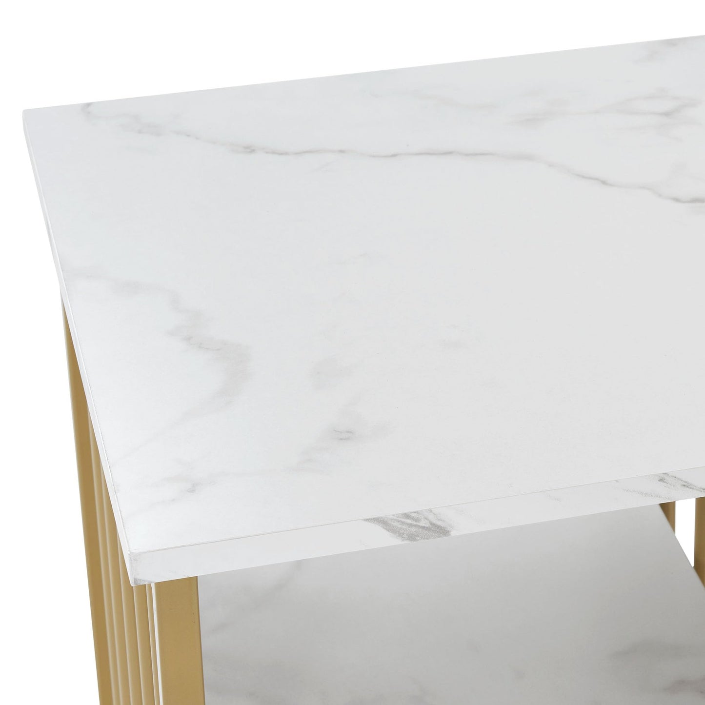 BarberPub Marbling Texture Nail Acetone Resistant Desk, Manicure Table with Metal Frame, Nail Salon Station Beauty Storage Organizer 2425 (White)