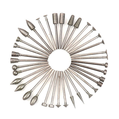 Luo ke 36 Pcs Diamond Mounted Carving Tool - 3/32 Inch Shank Diamond Grinding Burr Includes 18 Kinds of Grinding Head Shape For Dremel Rotary Tool