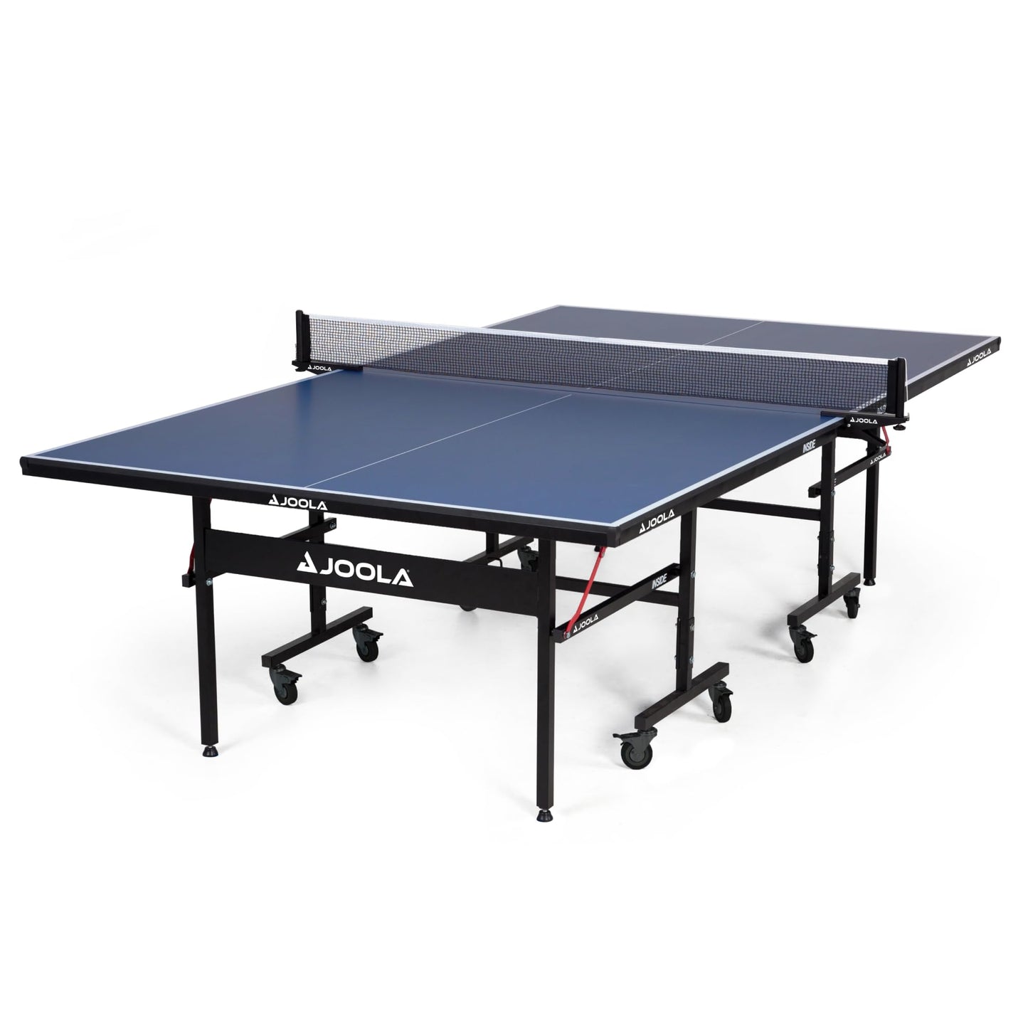 JOOLA Inside Professional MDF Indoor Ping Pong Table with Quick Clamp Table Tennis Net and Post Set - 10 Minute Easy Assembly - Tournament Quality - Foldable with Single Player Playback Mode, Blue