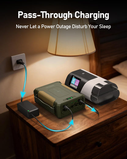 EASYLONGER ES960 CPAP Battery Backup 297.6Wh LiFePO4, Multi-Night CPAP Power Supply for AirSense 11/10, AirCurve 10/11, AirMini, DreamStation/2 – Travel, Camping, Outdoor, Blackout & Emergency Use