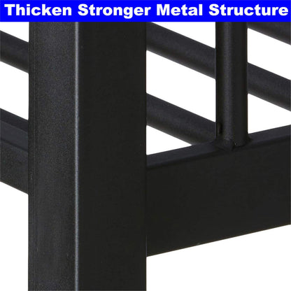 LEEKOUS Upgraded Version Heavy Duty Metal Full XL Over Queen Bunk Bed, Thicken Stronger Steel Full Over Queen Bunk Bed, Queen Size Bunkbed Frame for Adults, Easy Assembly, Black (Full XL Over Queen)