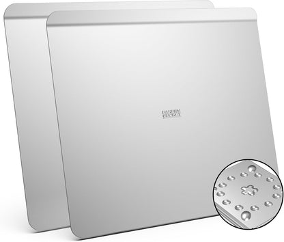 Baker's Secret Cookie Sheet Set - 2pcs Pure Aluminum Insulated Baking Trays | Commercial Grade, Extra Thick