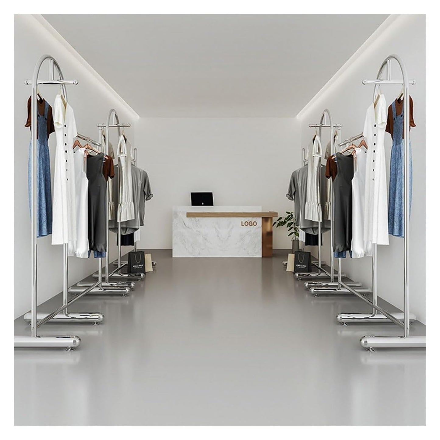 CUTPOIY Clothes Rail Garment Rack Commercial Heavy Duty Garment Rack, Stainless Steel Clothing Rack Free Standing Coat Rack for Bedroom Clothes Drying Rack for Hanging Clothes, Silver-130x40x170cm