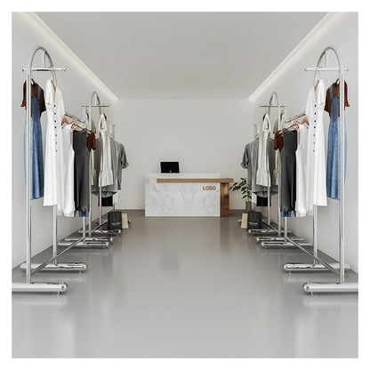 CUTPOIY Clothes Rail Garment Rack Commercial Heavy Duty Garment Rack, Stainless Steel Clothing Rack Free Standing Coat Rack for Bedroom Clothes Drying Rack for Hanging Clothes, Silver-130x40x170cm