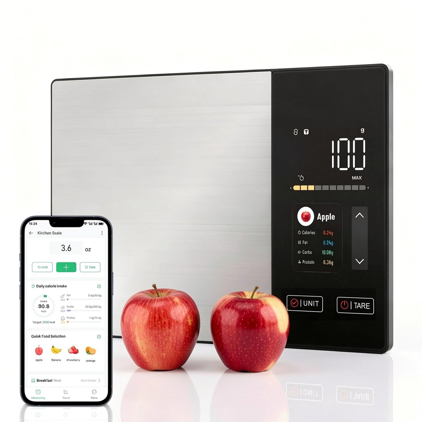 Ocycund Smart Food Scale with Nutritional Calculator, Digital Kitchen Scale for Weight Loss, Free App with 23 Nutrients & Calorie Tracking, Digital Weight Grams & Ounces, 11 lb/5 kg