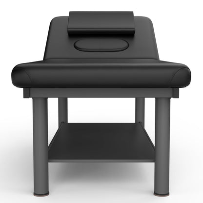 Heavy Duty Professional Stationary Massage Bed with Backrest - Wide Massage Table for Treatment, Physical Therapy, Spa & Facial Bed - Metal Frame, PU Leather (Segmented Structure)