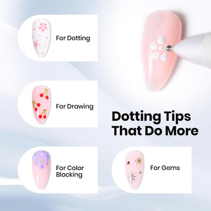 Beetles Nail Art Brushes 8pcs – Crystal Nail Art Tools 5pcs Double-headed Nails Dotting Tool, 3pcs Striping Liner Brushes for Nails with Pearls Bowknot Stickers, DIY Home Salon Manicure Design Tools