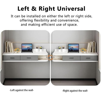 Sxlawesom Wall Mounted Desk, Floating Vanity Makeup Table with Drawer, Space-Saving Wall Organizer Computer Desk for Home Office(Natural Gray,80x40x25cm)