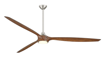 MINKA-AIRE F763L-BN/DK Pierce 84" 3-Blade LED Smart Ceiling Fan - Brushed Nickel and Distressed Koa Finish Blades with Etched Lens