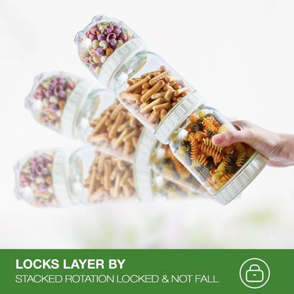 20oz 6Pack 6Pack) Hoa Kinh Glass Overnight Oats Jars with Lids, Leak Proof Small Stackable Jars Kitchen Canisters