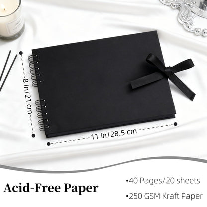 Vienrose Scrapbook Album 80 Pages, DIY Photo Album with Accessories, Black Kraft Paper Memory Book for Wedding, Birthday, Travel, Valentine, Mother’s Day, 11x8 Inches