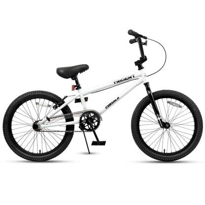cubsala 20 Inch BMX Race Bike Trident Bicycles Beginner-Level to Advanced Riders with 2 Pegs Trick Cycling and Professional BMX Riding, Color White