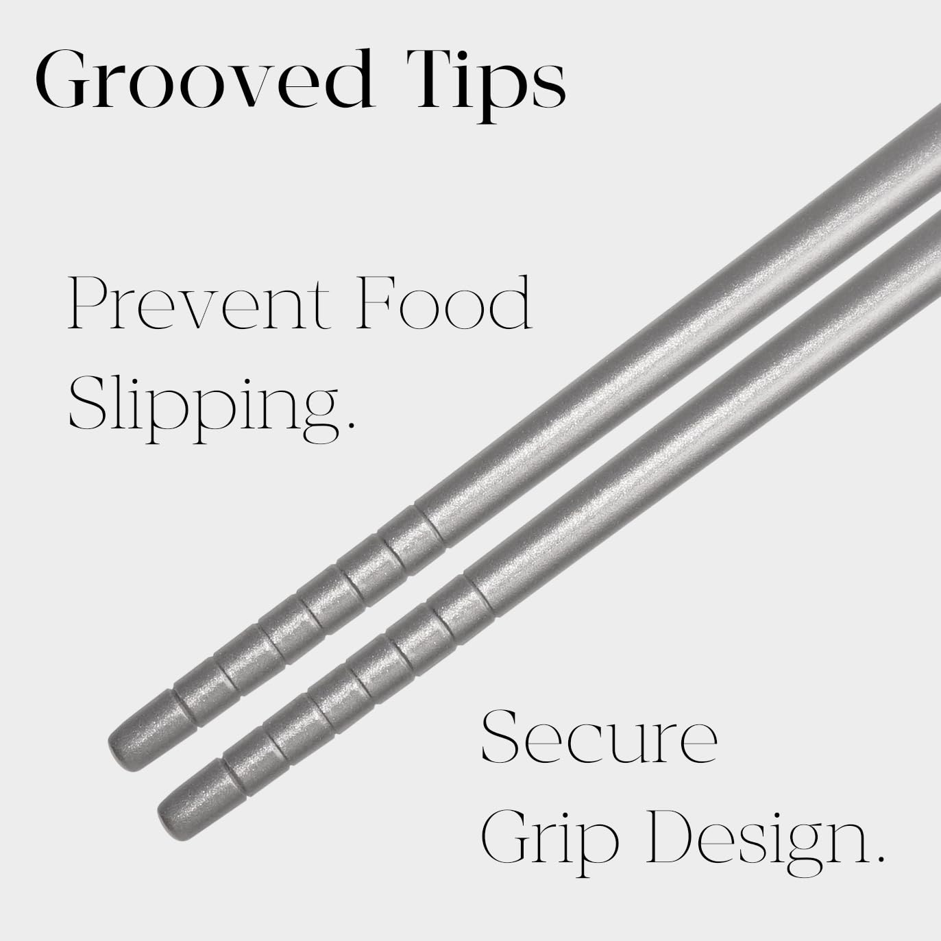 Youda 5 Pairs 99.8% Pure Titanium Chopsticks (9.45") - Extra Long Non-Roll Square Design & Grooved Grip - Lightweight 0.8oz, Flame Pattern - Dishwasher Safe for Asian Cuisine -Gift for Foodies(Silver)