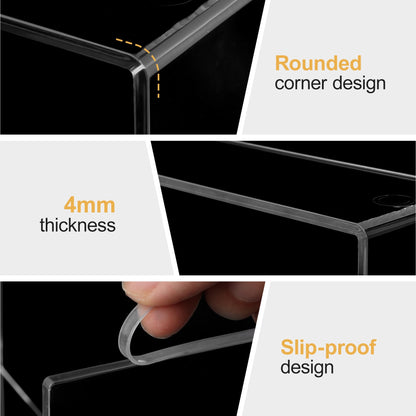 Aminigram 4 Pack Acrylic Risers Display Stands, Display Stands for Collectibles, Clear Acrylic Shelf for Show Decor Display, Toys, Cupcake (9.2 x 3 x 5 inches)