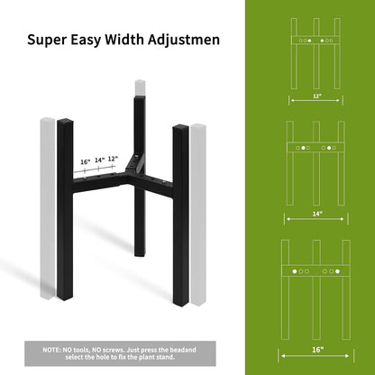 12 14 16 inch Plants-1ps IZIDDO Adjustable Plant Stand Indoor, Black Metal Planter Stands Outdoor, Mid Century Modern
