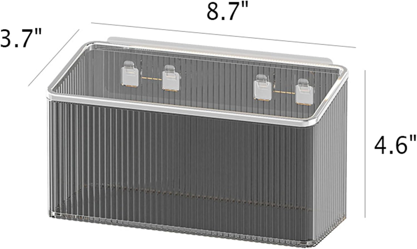 Qushy Floating Shelves Wall Bin Organizer, Adhesive Wall Mounted Plastic Storage for Makeup, Office, Kitchen
