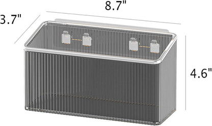 Qushy Floating Shelves Wall Bin Organizer, Adhesive Wall Mounted Plastic Storage for Makeup, Office, Kitchen