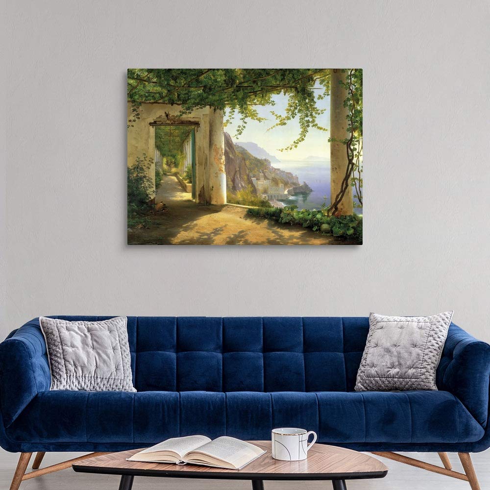 CANVAS ON DEMAND View to the Amalfi Coast Canvas Wall Art Print by Carl Frederic Aagaard, Classic, Traditional, Home Decor, Ocean Artwork, 48"x36"
