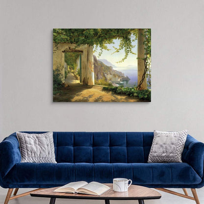 CANVAS ON DEMAND View to the Amalfi Coast Canvas Wall Art Print by Carl Frederic Aagaard, Classic, Traditional, Home Decor, Ocean Artwork, 48"x36"