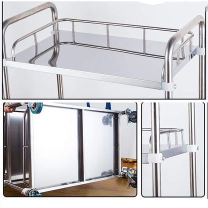 Utility Rolling Cart, Stainless Steel 2-Tier Tray Trolley, Versatile Serving Cart for Kitchen, Medical Use, Hospitals, Hotels, and Care Homes