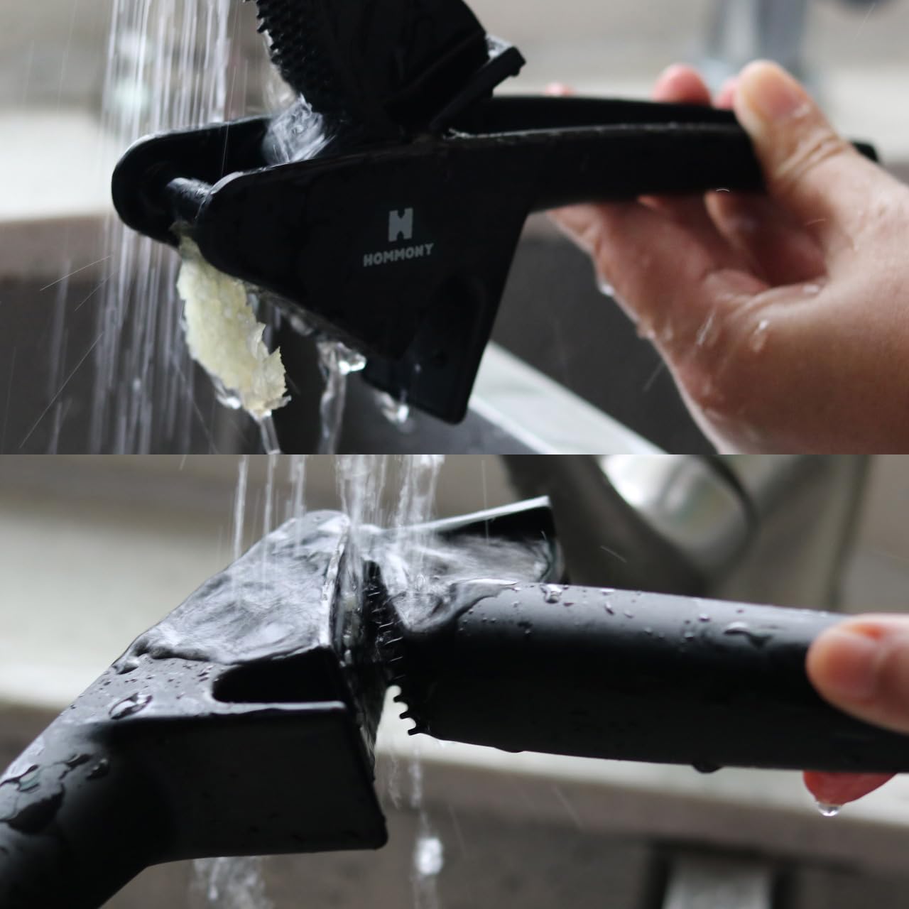 Hommony XPress | All-In-One Garlic Press Easy to Use & Clean, Effortlessly Squeeze Garlic Mincer, Durable Nylon Plastic Garlic Crusher, No Peel Needed & No Smelly Fingers