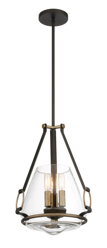 Minka Lavery 3903-107 Eden Valley Convertible Pendant to Semi-Flush, 3-Light, 180 Total Watts, 12.38-in H x 18.13-in W, Smoked Iron with Aged Gold