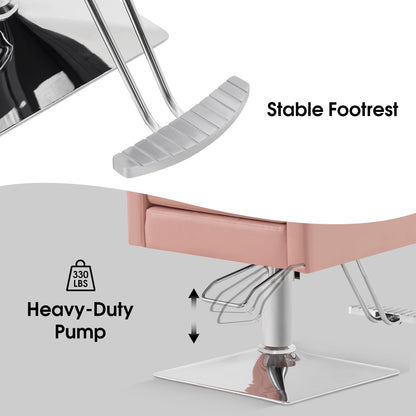 BarberPub Classic Salon Chair for Hair Stylist,Hydraulic Barber Styling Chair,Beauty Salon Spa Equipment 8818 (Pink)
