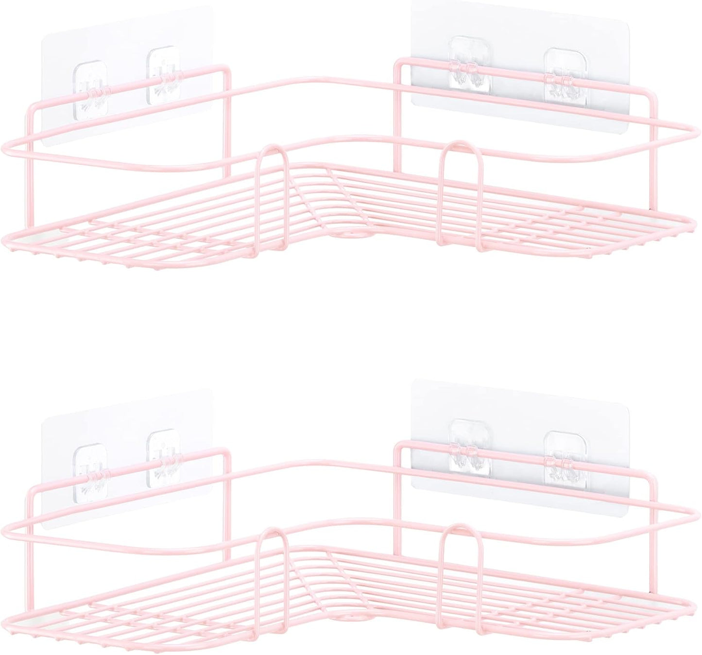 Set 2 Navaris Self Adhesive Shower Caddy - of Bathroom Organizer Shelves for Corner Wall of Bath - Toiletry Shampoo