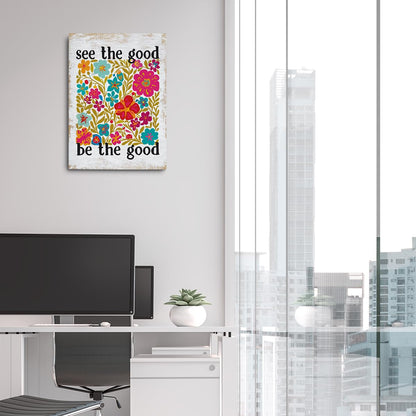 Inspirational Quotes Boho Retro Flower Canvas Wall Art Wall Decor, Mental Health Positive Framed Prints Poster Artwork for Home Office Farmhouse Bedroom Boys Girls Room,11.4x15IN, Ready to Hang