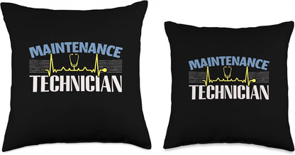 Hospital Maintenance Technician Design for HVAC Techs Throw Pillow, 16x16, Multicolor