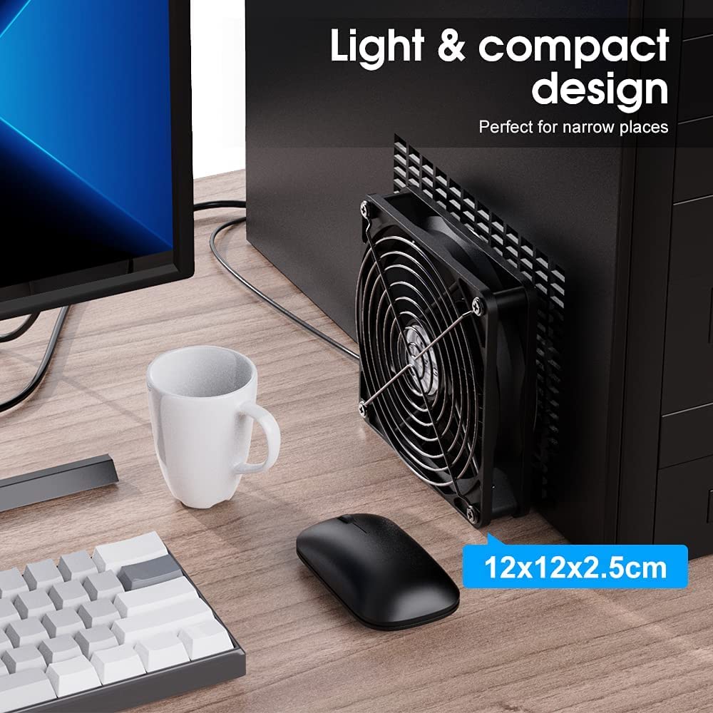 ELUTENG 120mm Fan With 3 Speed 5V USB Powered Case Fan 1500PRM Gaming PC Portable Cooling Suitable for Tablet TV Receiver Router DVR Play Station Xbox Computer and More