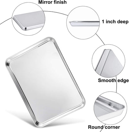 TeamFar Baking Sheet Set - Stainless Steel Cookie Pans with Racks | Non-Toxic, Easy Clean, Dishwasher Safe - 4 Pack