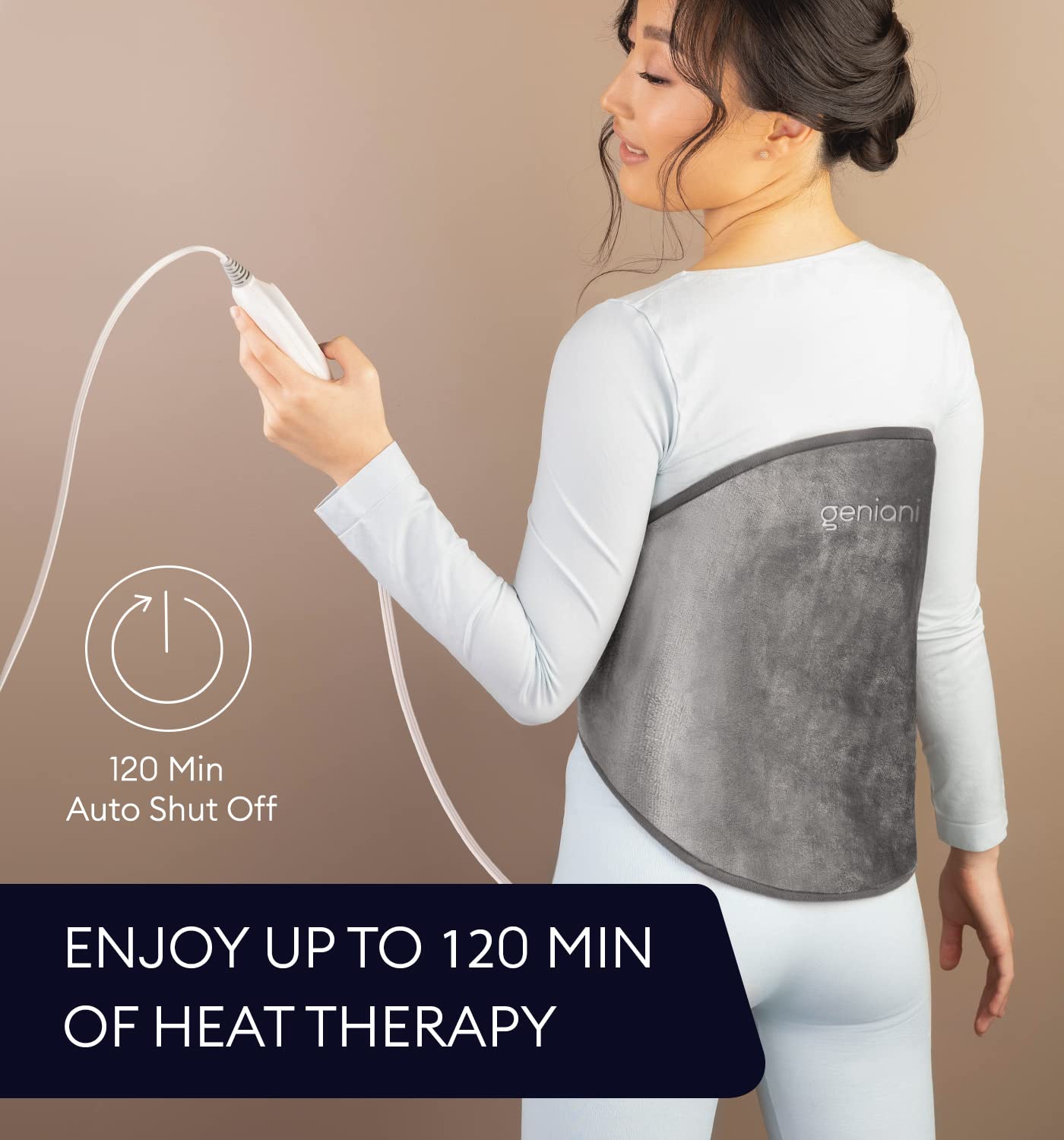 GENIANI Electric Throw - XL Electric Heating Pad for Back Pain & Cramps Relief, Birthday for Women Men Auto Shut Off, Machine Washable, Heat Pad for Neck & Shoulder, 12×24", Tabby Gray