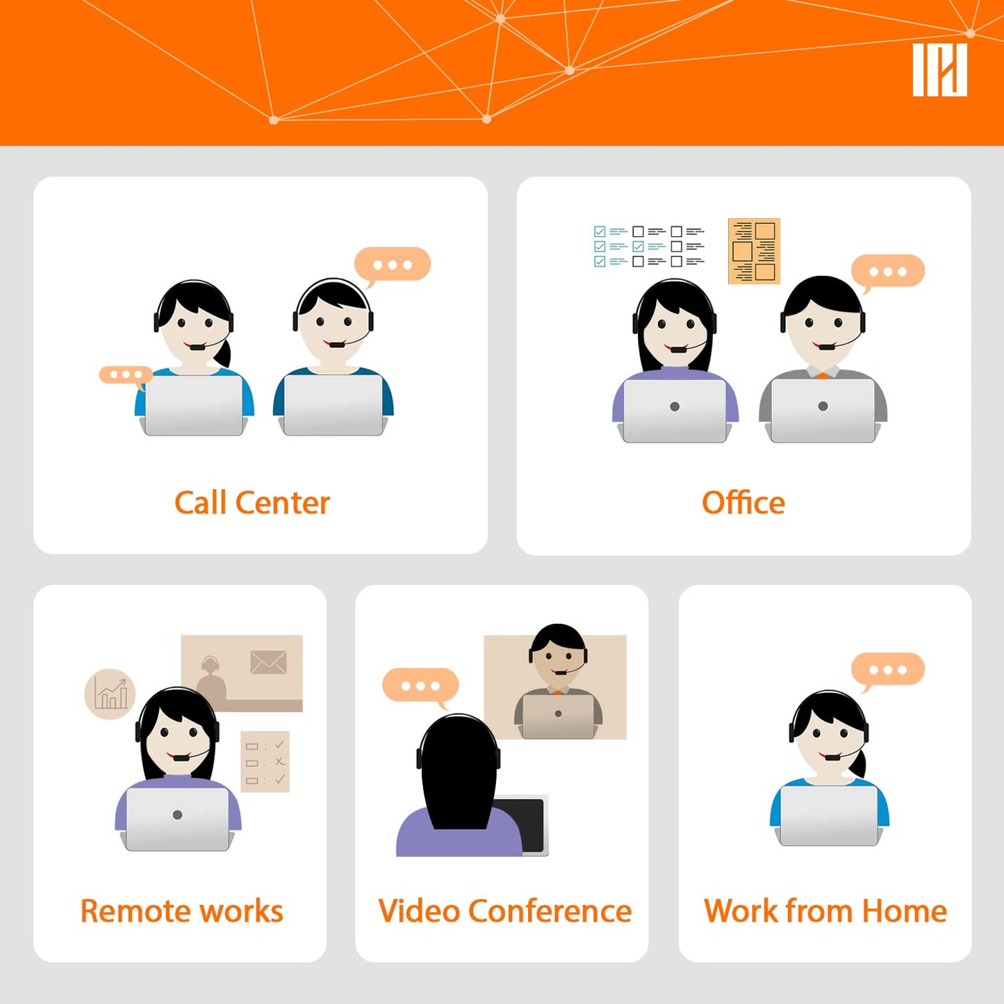 IPD IPH-255 Phone Headset with Noise Cancelling Microphone for Office and Call Center - Compatible with Yealink SIP,Snom, Greandsteam & LG landline Phones