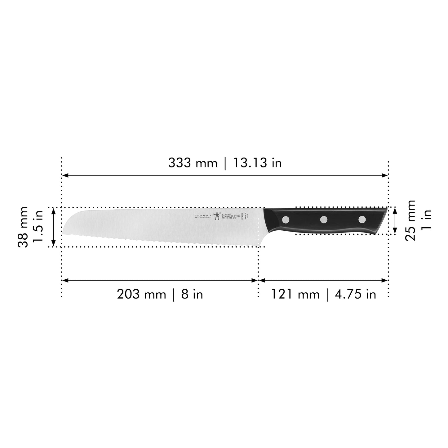 HENCKELS Dynamic Razor-Sharp 8-inch Bread Knife, Cake Knife, German Engineered Informed by 100+ Years of Mastery, Stainless Steel