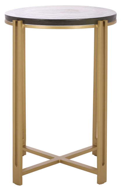 SAFAVIEH Couture Collection - Levitt Cast Glass Top Accent Table, Sculptural Modern Side Table, Brass Finish Base, Fully Assembled (SFV7916A)