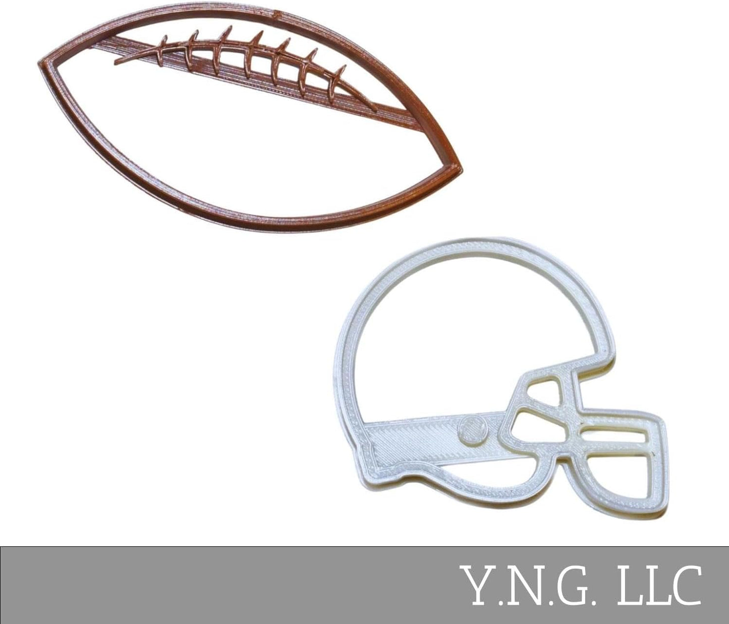 Football and Helmet Team Sport Athletics Game Day Set of 2 Cookie Cutters Made in USA PR1540