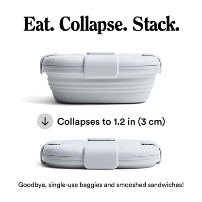 STOJO Collapsible Sandwich Box – 24oz, Reusable Food Storage Container, Silicone Bowl for Hot/Cold Food – Meal Prep, Lunch, Camping, Hiking – Dishwasher Safe (Cashmere, Set of 1)